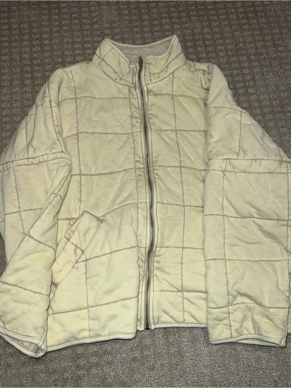 Cream Quilted Zip‑Front Jacket free people dupe